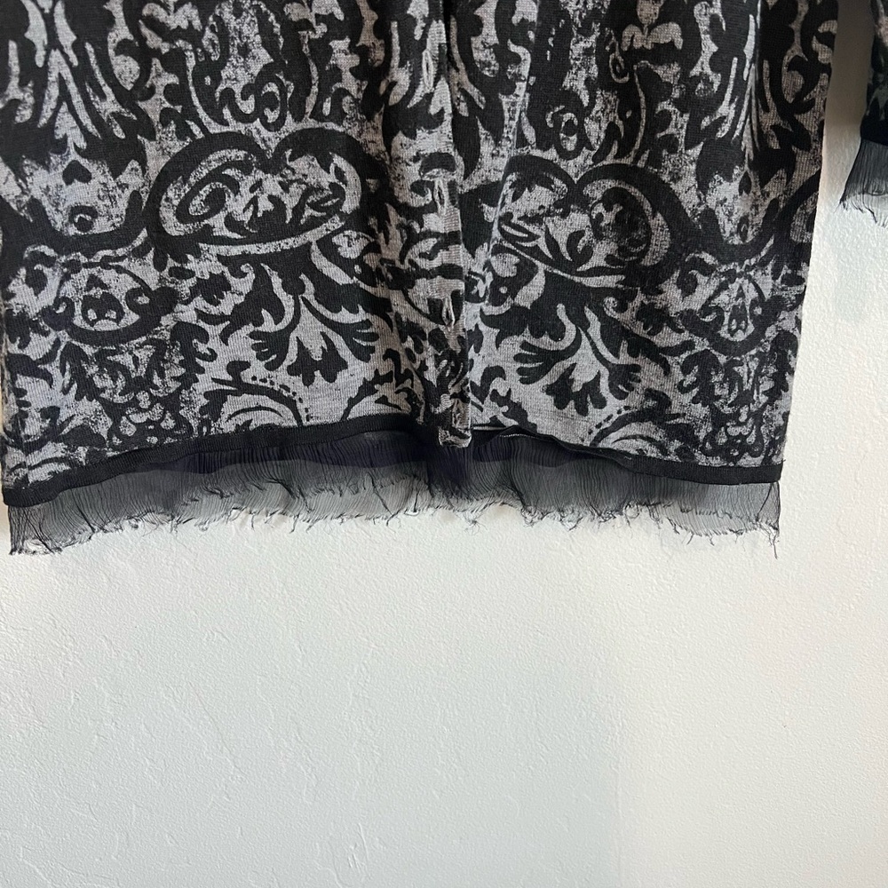 Votre Nom 100% merino wool black and grey 3/4 sleeve cardigan sz M - Picture 9 of 10